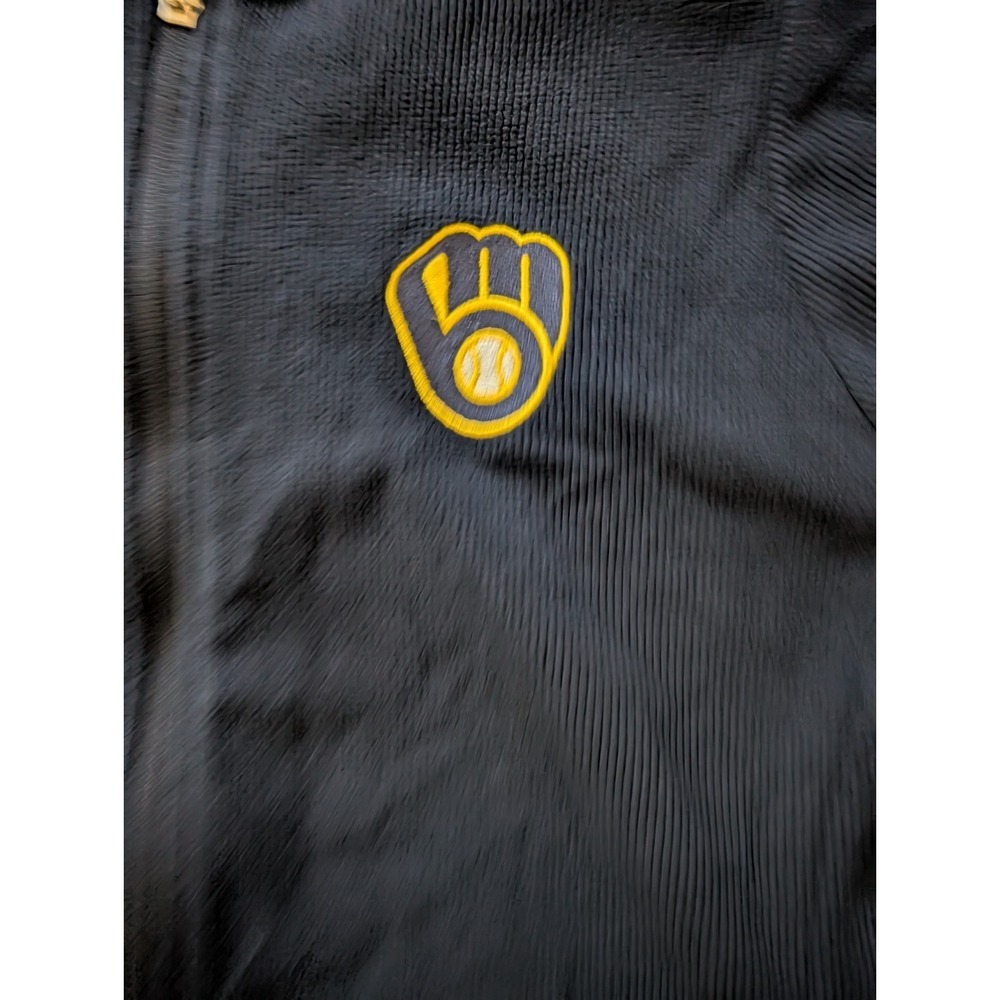 Antigua Women's Large Milwaukee Brewers Full Zip Long Sleeve Blue Fleece Jacket - Picture 3 of 6